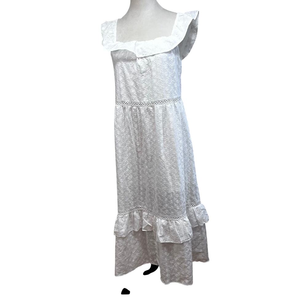 White Eyelet Lace Sundress Cotton + Cotton Lining | Cottage Prairie Clean Girl M